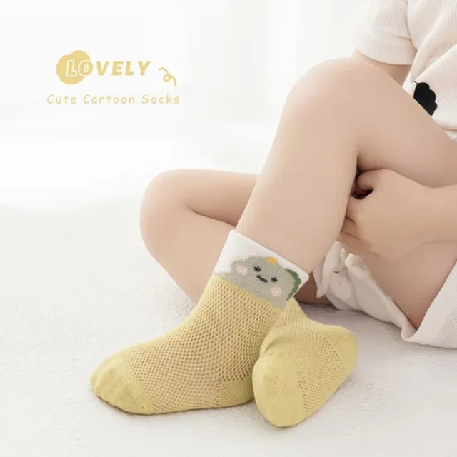 Breathable Fashion Cartoon Children Net Sock Wholesale Kids Casual Sock % Cotton Baby Socks