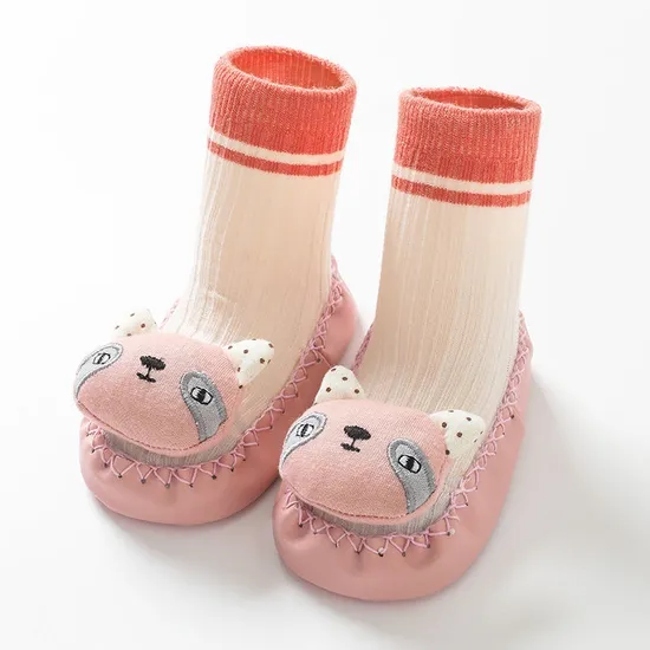 Baby Boy Girls Toddlers Moccasins Non Skid Indoor Socks Booties Rubber Sole Shoes