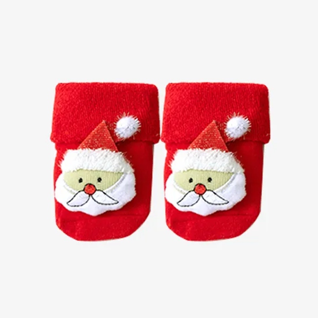 OEM Calcetines Navidenos Cartoon Christmas Cotton Baby Socks Months Anti Slip