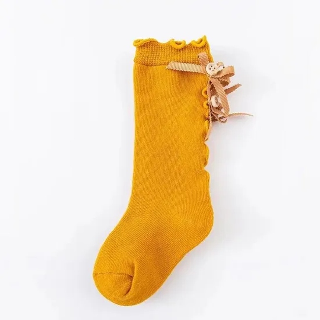 Wholesale High Long Soft Cotton Lace Anti Slip Socks Baby Ruffle Socks