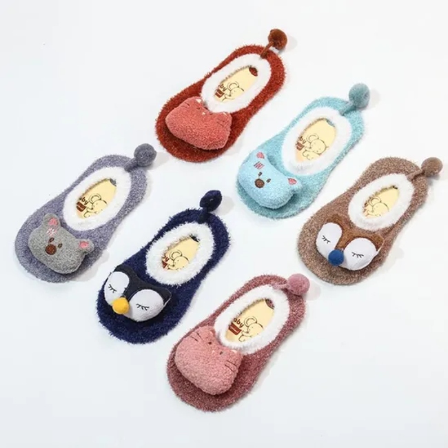Unisex Cute Animal Pattern Winter Baby Socks Soft Thick Organic Cotton Infant Toddler Grow Warm Ankle Socks