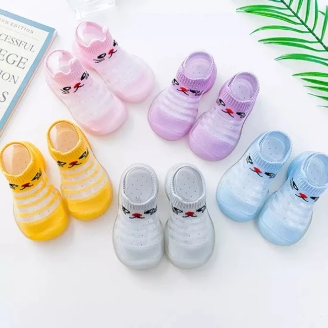 Toddlers Shoes Socks Soft Children Anti Skid Floor Socks Baby Cartoon Rubber Soles Cotton
