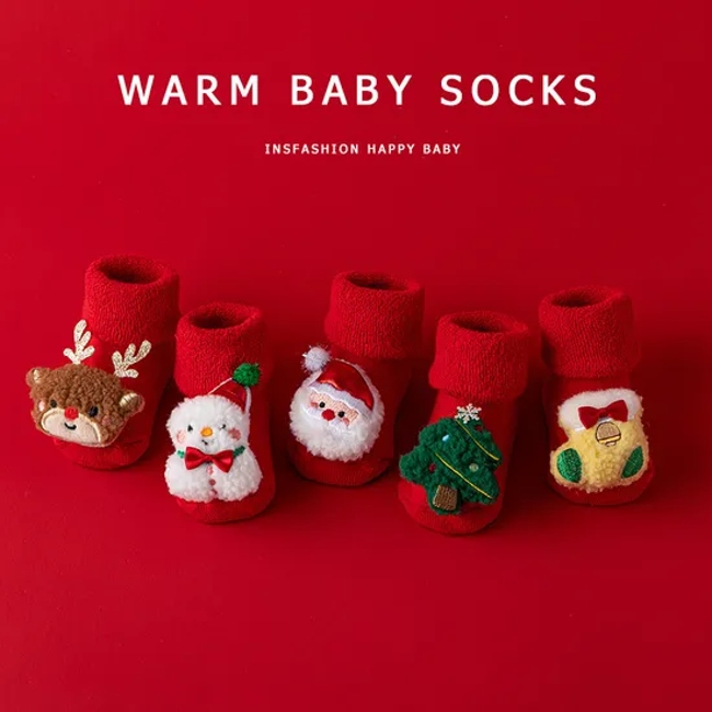 Kids Children Socks for Girls Boys Non Slip Print Cotton Toddler Baby Christmas Socks for Newborns Infant Short Socks Clothing
