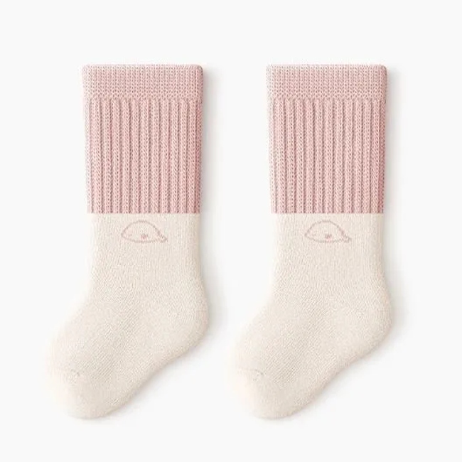 High Quality Patchwork Colored Baby Socks Baby Winter Thick Warm Socks Knitted Cartoon Pattern Knee High Socks for Newborn