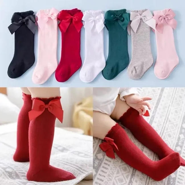  Color Spring Winter Bow Knee High Socks Baby Girls Socks