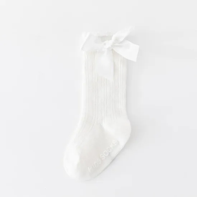 Wholesale Baby Striped Stockings Bubble Bow MID Tube Cotton Socks