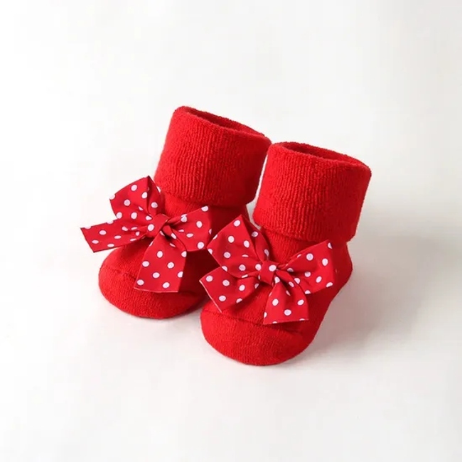 Baby Christmas Cute Cartoon Three Dimensional Turn Over Terry Doll Socks