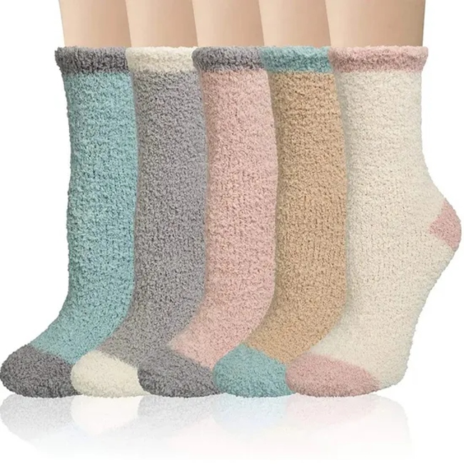 2025 Custom Logo Warm Thermal Fuzzy Terry Socks Winter Fluffy Women Socks