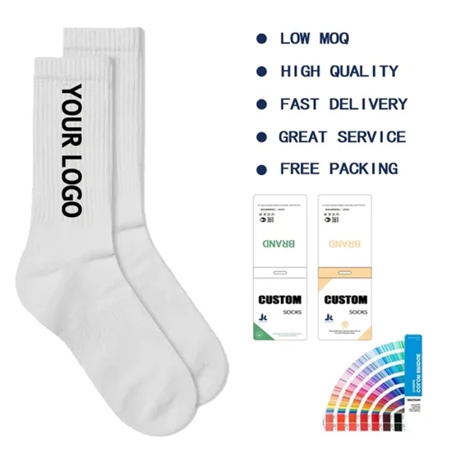 Wholesale Premium Quality Print Professional Factory Black Luxury Unisex Women Men Casual Sports White Athletic Crew Packaging Custom Socks