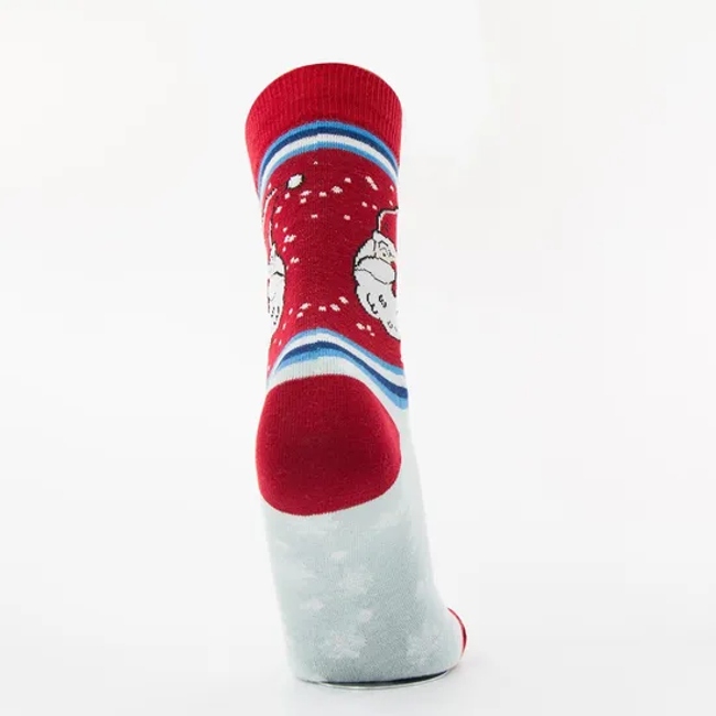 Men Women Cotton Santa Claus Pattern Jacquard Gift Red Crew Socks