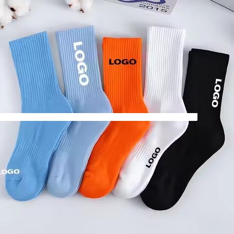 Wholesale High Quality Customized Unisex Logo Knitted Printed Embroidered Men Cotton Sports Crew Socks