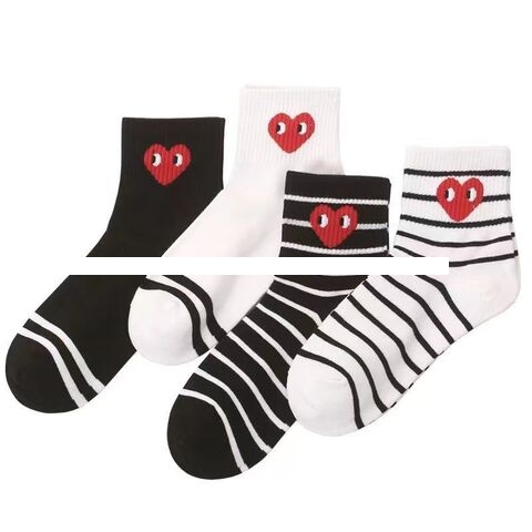 Striped Spot Style Knitting Breathable Cute Solid Colour Crew Women s Socks Sports Socks For Home Office