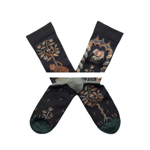 Men s fashionable artistic jacquard street skateboard retro style pure cotton mid length socks