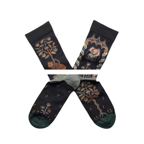 Men s fashionable artistic jacquard street skateboard retro style pure cotton mid length socks