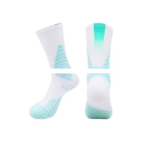 Athletic Mid Calf Woven Ombre Performance Thick Cushioned Basketball Ankle Support Socks Men 