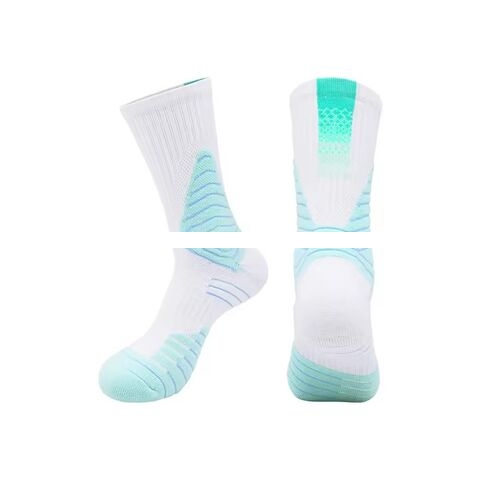 Athletic Mid Calf Woven Ombre Performance Thick Cushioned Basketball Ankle Support Socks Men 