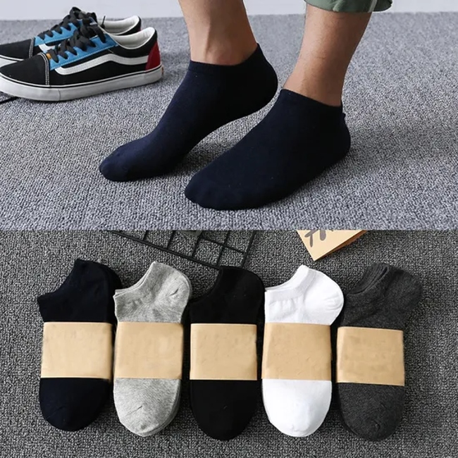Men High Quality Custom Logo Socks Pure Color Shallow Mouth Ankle Business Socks