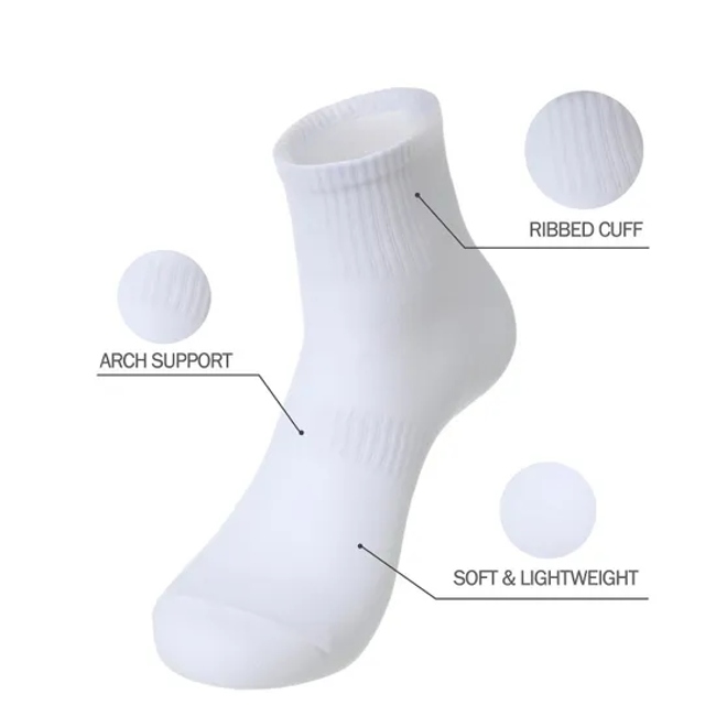 Wholesales Men Business Dress Sports Solid Custom Design Ankle Packaging Black White Socks