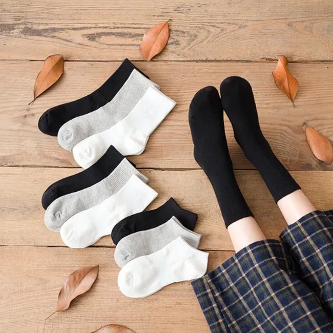 Socks Women Custom Ankle Crew Tub Black White Business Sports Cotton Socks