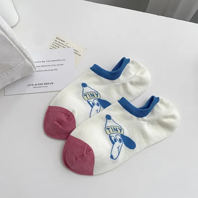 Children′s Summer Boat Socks Korean Cartoon Yuanbao Socks Color Blocking Silicone Anti-Falling Heel Invisible Socks