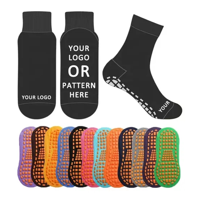 Customise Wholesale Adult Women Non-Slip Jump Training Custom Grip Kids Anti Slip Park Trampoline Sock for Trampoline
