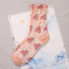 Sweatproof Anti-Oduor and Breathable Red Gorgeous Court Vintage Flower Embossed MID-Calf Socks