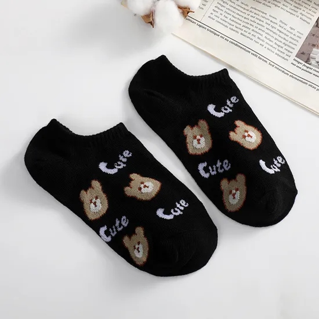 Cartoon Bear Boat Socks Women Japanese Sweet Style Short Socks Summer Thin Breathable Non-Drop Heel Shallow Socks