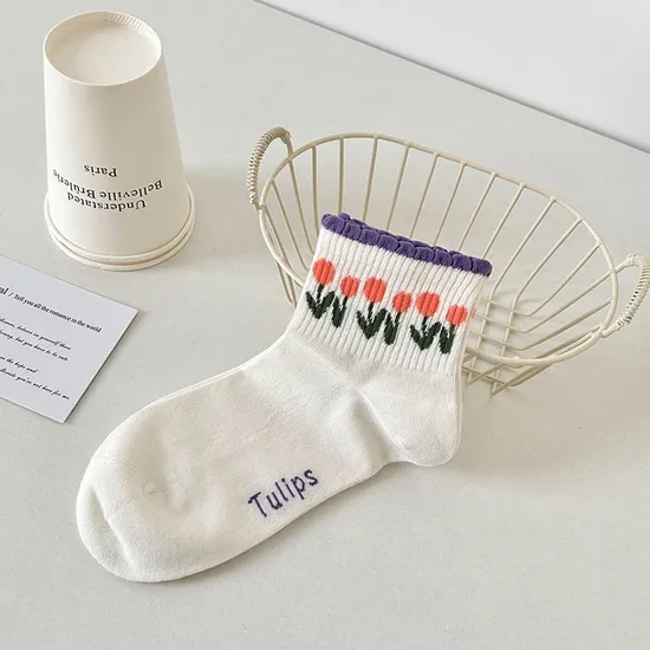 Tulip Women′s Short Socks Cute College Style Socks Boat Socks Thin Breathable Socks