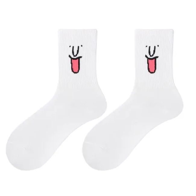 Cotton Funny Novelty Anime Cartoon Face Emoticon Socks for Women Lady