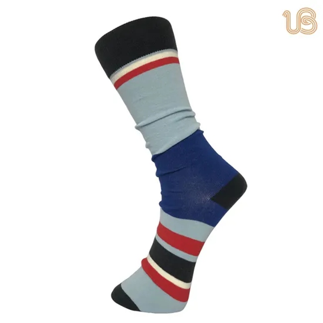 Men′s Colorful Stripe Pattern Happy Sock Dress Sock