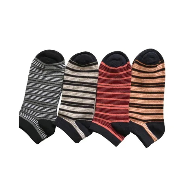 Summer Anti Bacterial Mens Colorful Short Basic Casual Breathable Cool Cotton Stripe Trainer Liner Socks