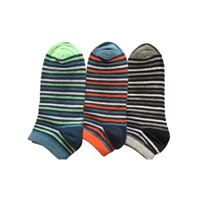 Summer Anti Bacterial Mens Colorful Short Basic Casual Breathable Cool Cotton Stripe Trainer Liner Socks