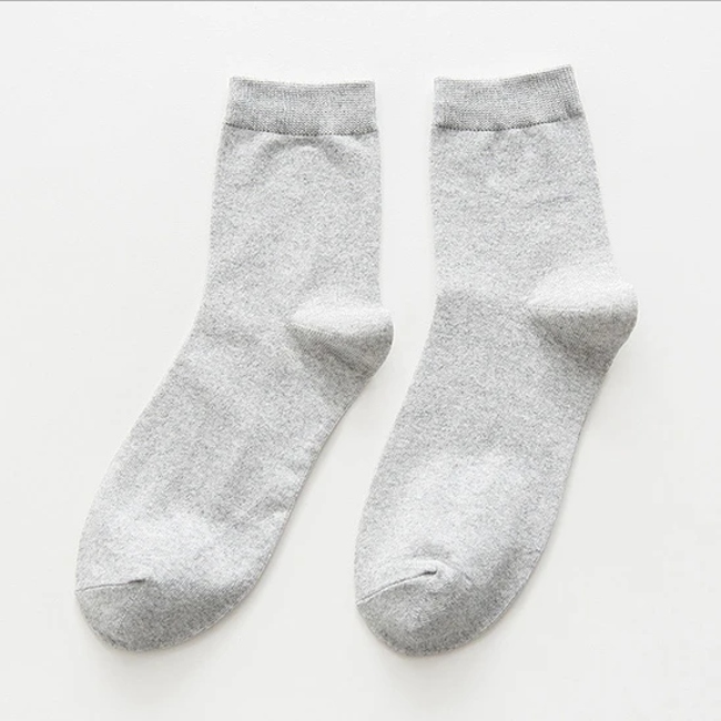 Autumn Winter Large Size 10o% Cotton White Black Gray Work Long Men′s Grip Socks