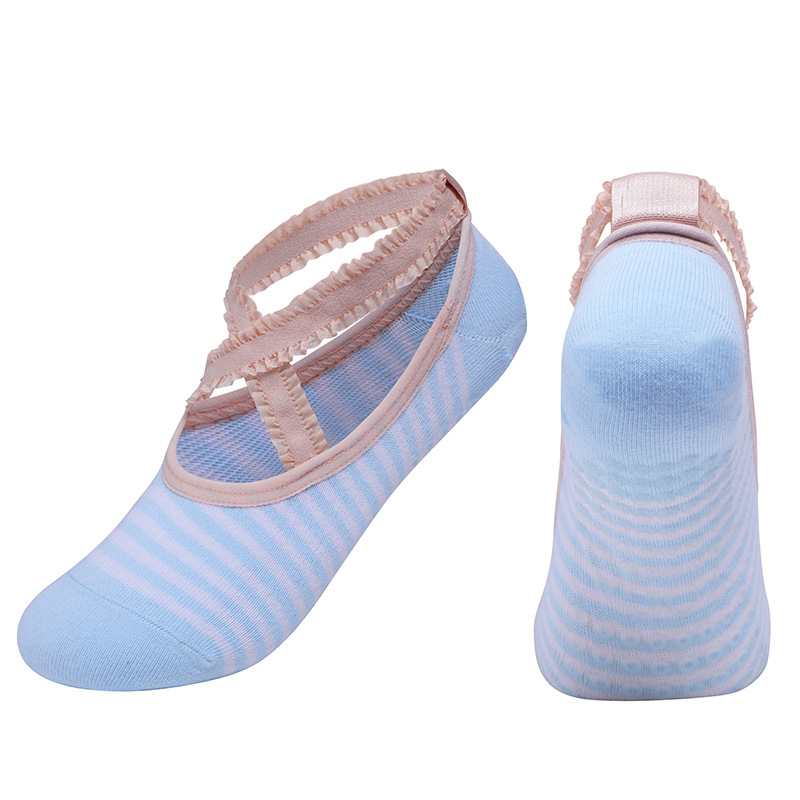 light customization Women Pilates Socks Breathable Cotton Silicone Anti-Slip Lace Bandage Backless Sprots Fitness Ballet Dance 