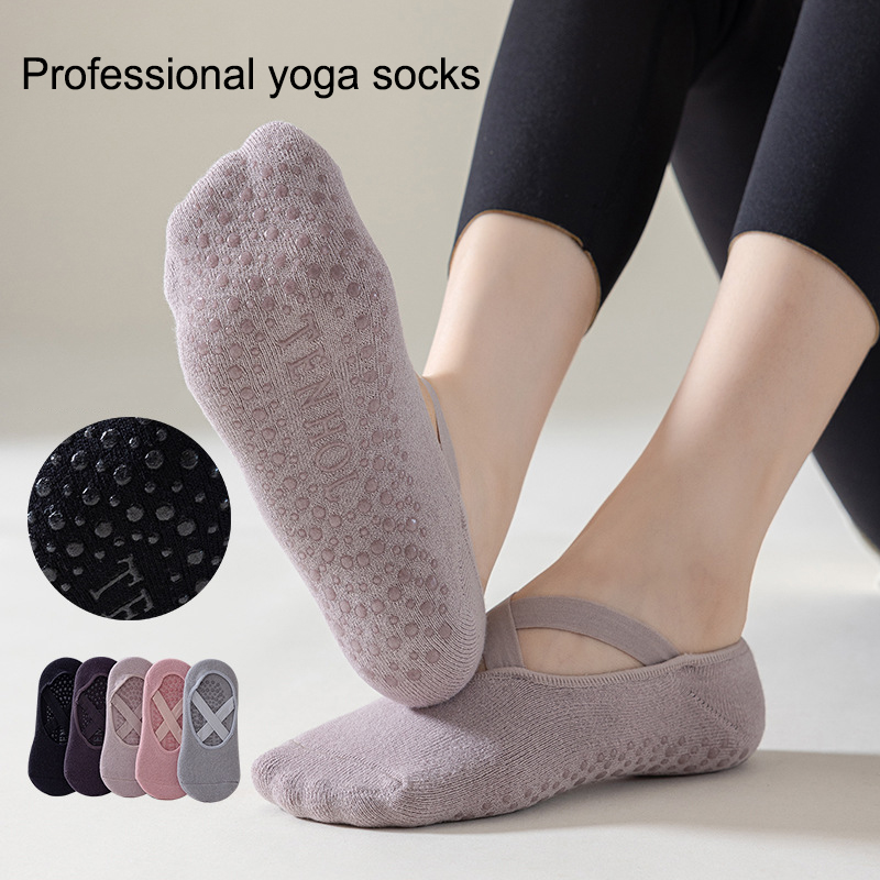 home use Professional Women Yoga Socks Silicone Anti-slip Ballet Pilates Socks Women Backless Breathable Bandage Dance Sports 
