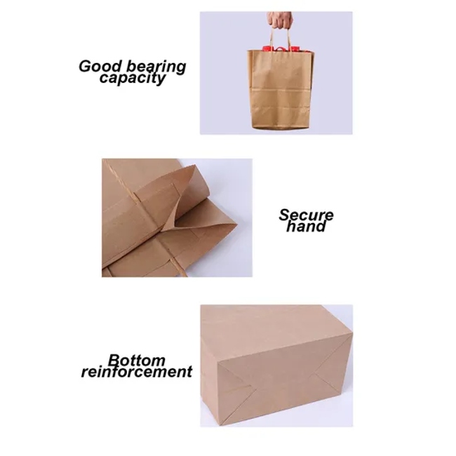 Wholesale Customised Size Print Logo Kraft Gift Paper Bags for Small Business