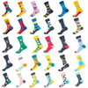 Custom Wholesale Fashion Colorful Patterns Animals Fruit Plant Cute Cool Crew Men Women Happy Socks Unisex Organic Cotton Funny Socks