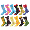 Custom Wholesale Fashion Colorful Patterns Animals Fruit Plant Cute Cool Crew Men Women Happy Socks Unisex Organic Cotton Funny Socks