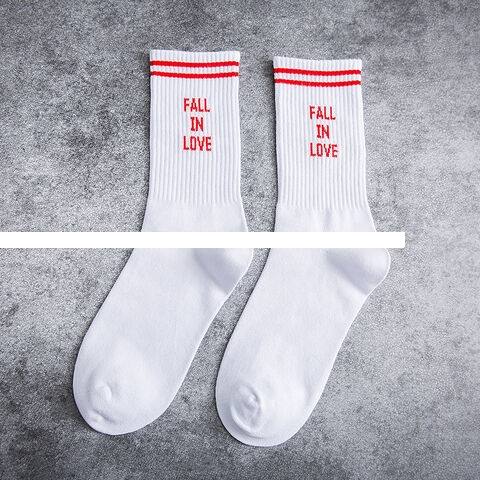 Wholesale Personality Cozy Warm Hip Hop Street Style Custom Letter Socks logo Ribbed Crew socks