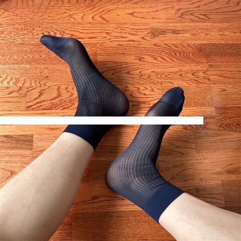 New Style High Quality Men s Summer Thin Breathable Crew Stocks Business Narrow Striped Silk Dress Socks Black Formal Stockings