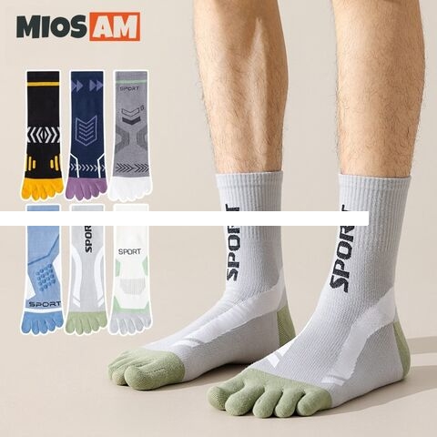 Customized Men s Professional Sports Fitness Cotton Toes Socks Breathable Anti odor Running Athletic Anti Pilling Crew Socks