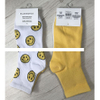 Durable Ladies cotton polyester spandex knitted PK demi crew socks, g pair, GG, YELLOW SMILEY PACK