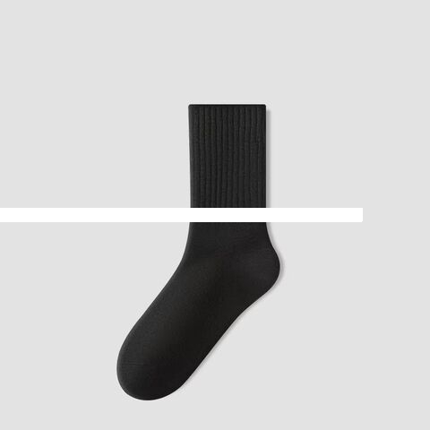 Wholesale Men Sweat absorbent Solid Socks Custom Logo Breathable Simple Crew Socks Thick Warm Knitted Terry Padded Socks