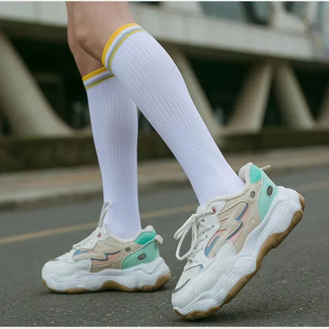 Custom Logo Cotton Compression Antislip Knee High Athletic Socks Football Tennis Golf Women Sport Sock