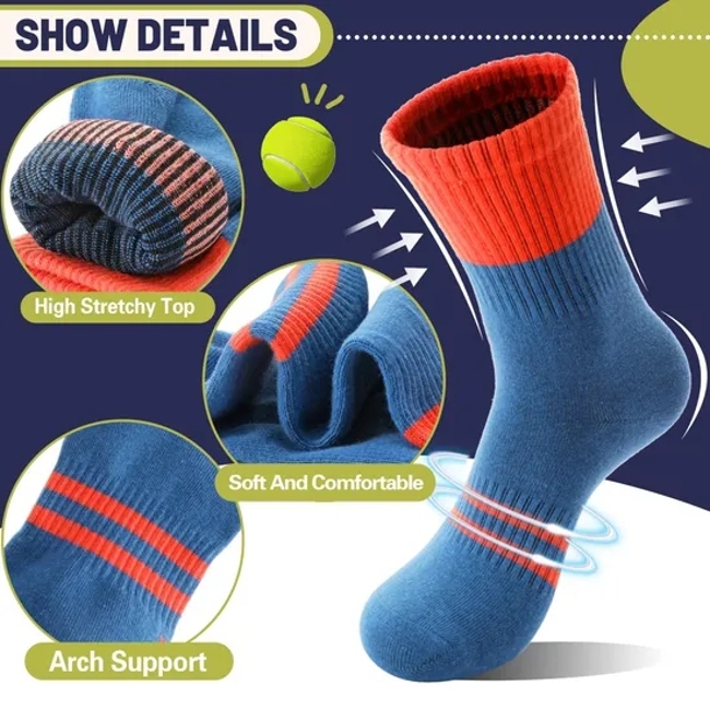 Custom Wholesale Cotton Comfortable Sports Crew Kids Socks