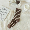 Striped Medium Socks Autumn and Winter Thigh High Socks Japanese Women′s Long Socks Curry Ins Trendy Hundred Socks