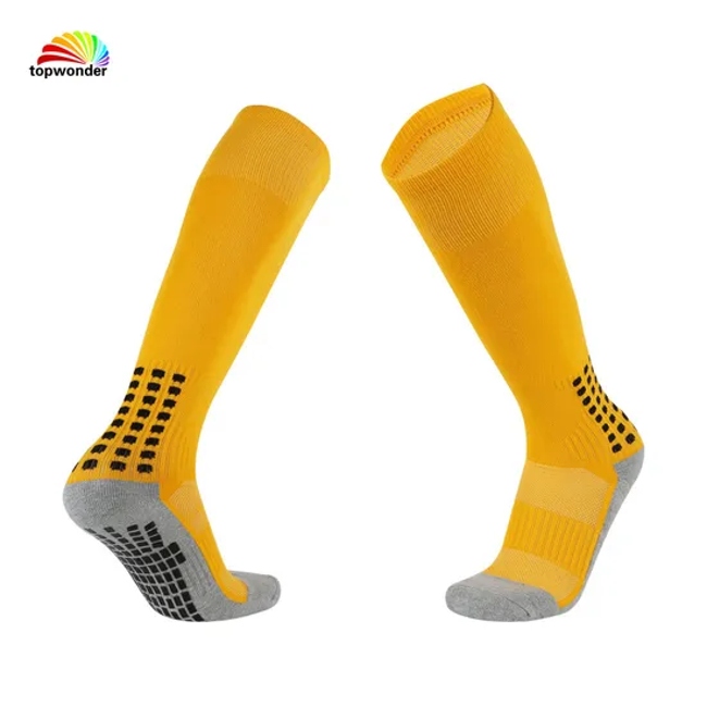 Customize All Sorts of Knee High Cushion Football Sports Sock with Terry and Grip Bottom at Low Price and High Quality