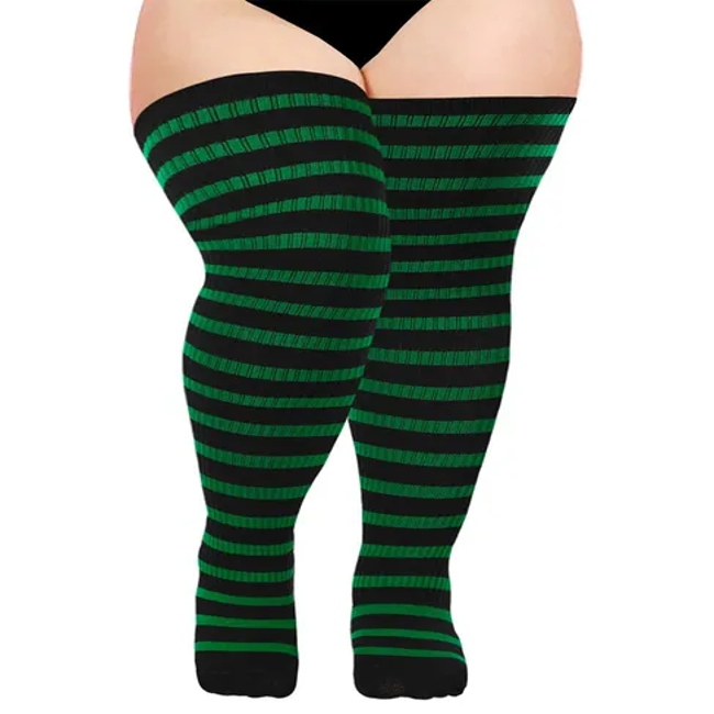 Halloween Socks for Ladies with Extra Fat Pressure Socks Striped Over-The-Knee Thigh-High Socks