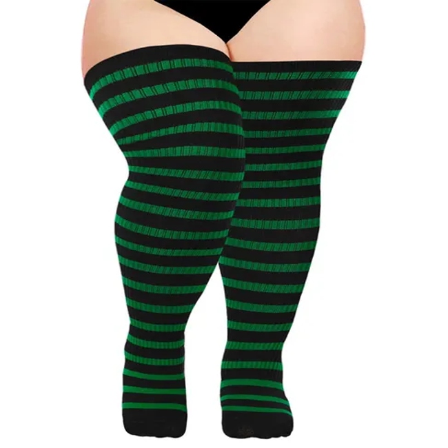 Halloween Socks for Ladies with Extra Fat Pressure Socks Striped Over-The-Knee Thigh-High Socks