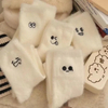 White Embroidered Socks Mink MID-Calf Winter Thickened Warm Student Stockings